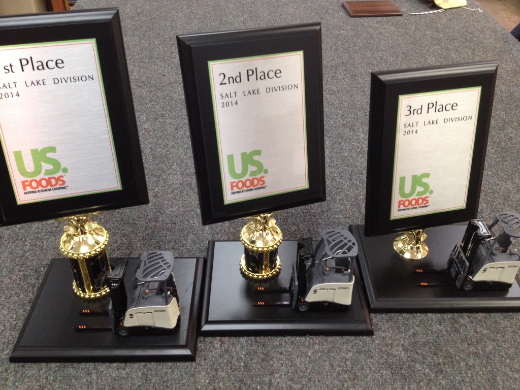 Custom acrylic awards for US Foods Warehouse