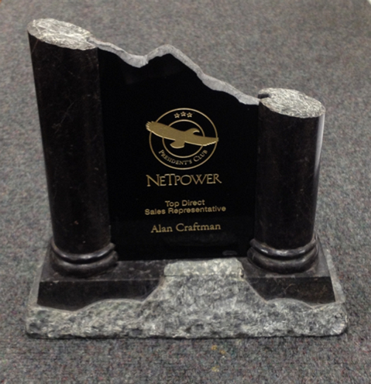 Laser engraved marble award