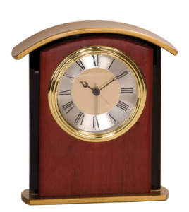 MF004 mahogany finish gold top desk clock 7