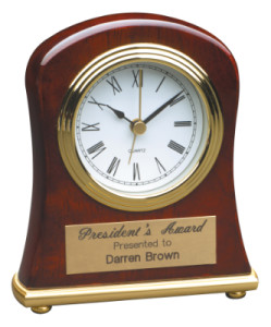 T006 Rosewood Piano Finish Bell Shaped Desk Clock 5x5