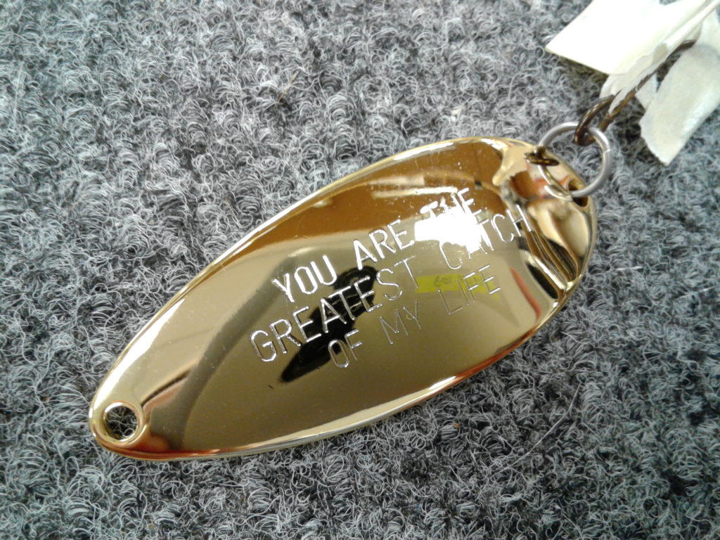 engraved fishing lure