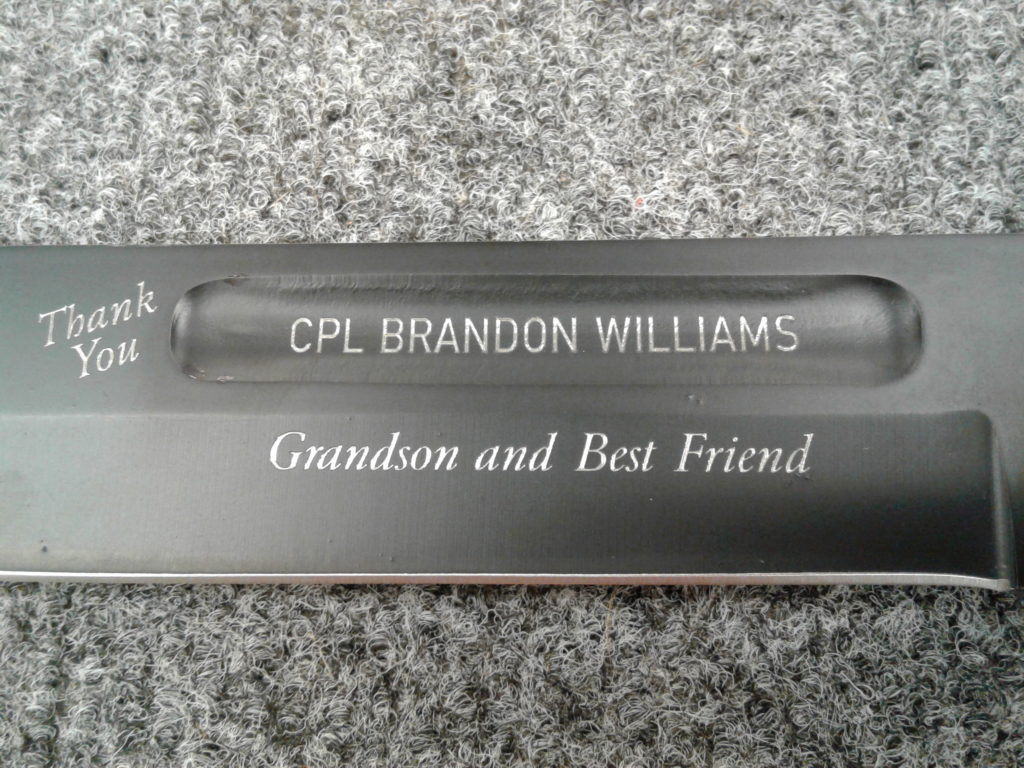 engraved knife detail