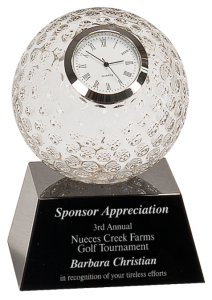 6C1504-A Golf Ball Premier Crystal Clock 5"