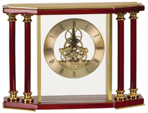 EX103 Rosewood Gold 4 Pillar Piano Finish Clock 7