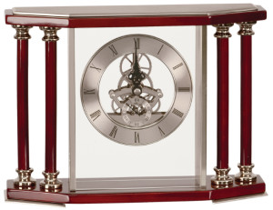 EX104 Rosewood Silver 4 Pillar Piano Finish Clock 7