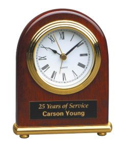 T001 Rosewood Piano Finish Arch Desk Clock 4x5