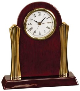 T007 Rosewood Piano Finish Clock Gold Column 8x7