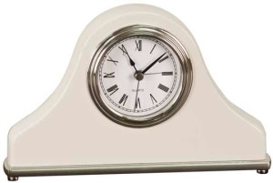 T204 white piano finish mantel clock 8x5