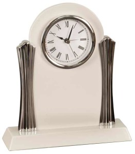 T207 white piano finish silver clock 8x7