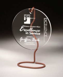 WHAC hanging sphere acrylic award